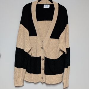 Old Navy Black and Tan Striped Cardigan